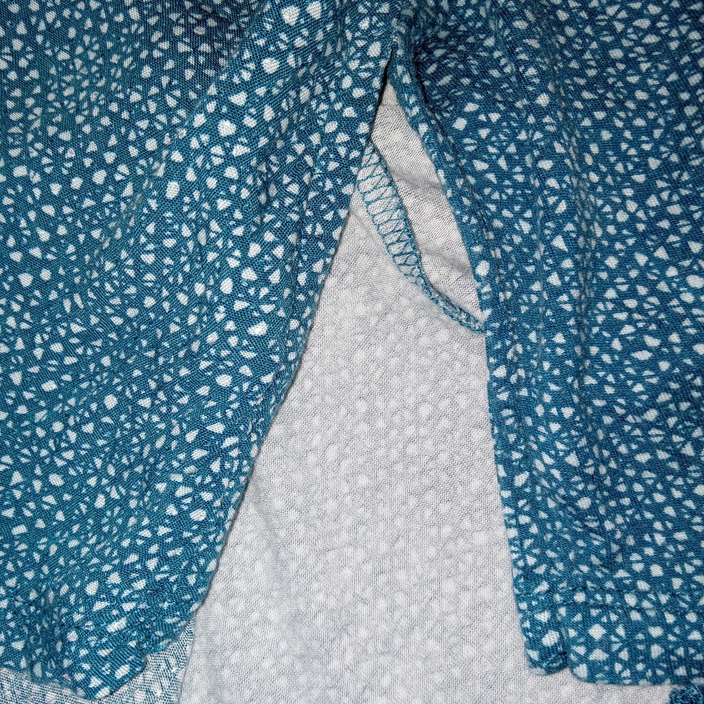 Maeve / Anthropologie Blue Speckled Pattern Short Sleeve Top Medium - Picture 7 of 8